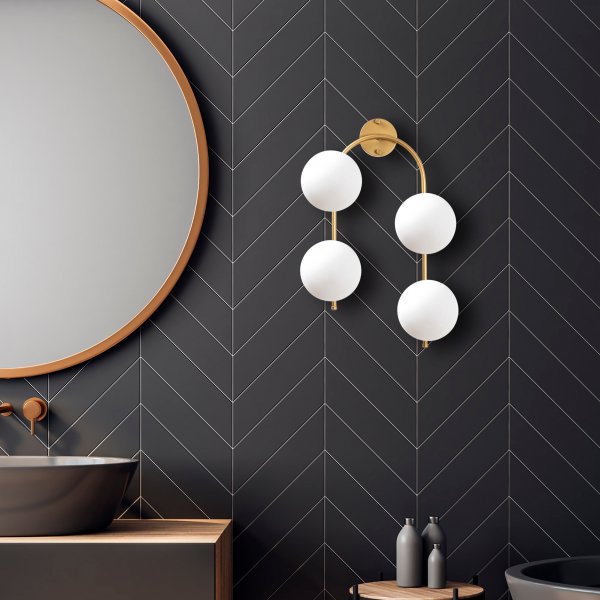 Klenod wandlamp 10605 - Goud/wit