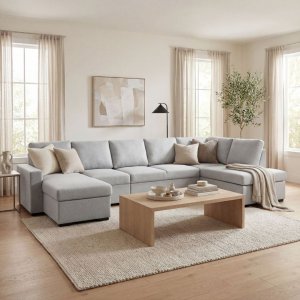 U-soffa med f�rvaring 367 cm gr�