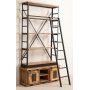 WoodCraft bokhylla med skjutdrrar och stege - Vintage / Mango