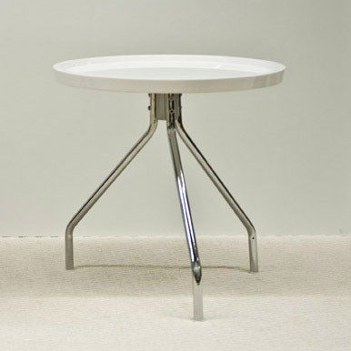 Tray runt lampbord D50 cm - Vit / Krom Tray runt lampbord D50 cm - Vit / Krom