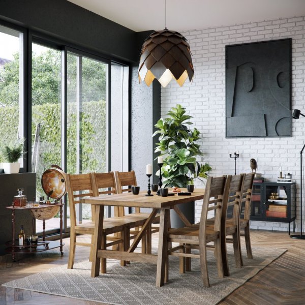 Woodforge matgrupp bord med 6 st stolar i återvunnet trä Woodforge matgrupp bord med 6 st stolar i återvunnet trä