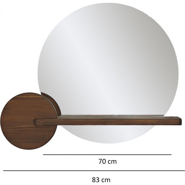 Point wandspiegel met plank - Walnoot