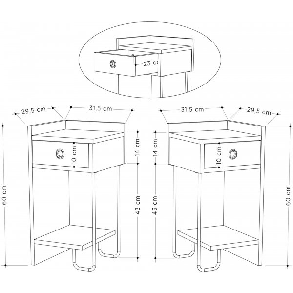 Canis nachtkastje - Licht mokka