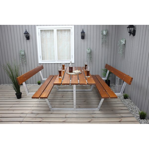 Rustieke bankenset met rugleuning - Cappuccino