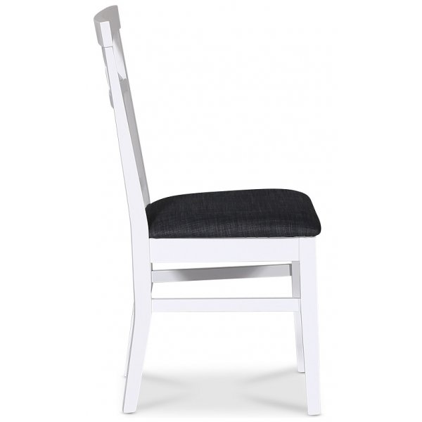 Stoel met kruis op de rugleuning, grijze zitting - Skagen + Textielreiniging voor meubels Stoel met kruis op de rugleuning, grijze zitting - Skagen + Textielreiniging voor meubels