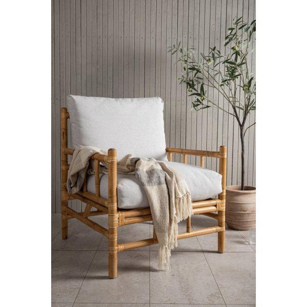 Fauteuil cann - Gris clair/Naturel