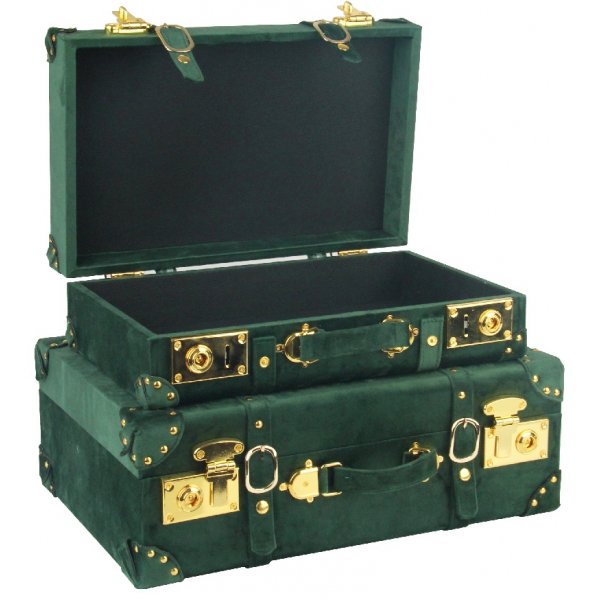 Petit vintage koffert set om 2 st - Mörkgrön (Sammet) Petit vintage koffert set om 2 st - Mörkgrön (Sammet)