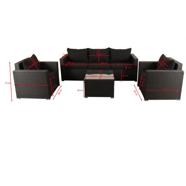 Yngsjö utegrupp; 3-sits soffa med bord och 2 st fåtöljer - Svart konstrotting Yngsjö utegrupp; 3-sits soffa med bord och 2 st fåtöljer - Svart konstrotting