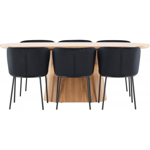 Matbord Stjärnö med 6 st Edina stolar - Svart + 4.00 x Möbeltassar Matbord Stjärnö med 6 st Edina stolar - Svart + 4.00 x Möbeltassar