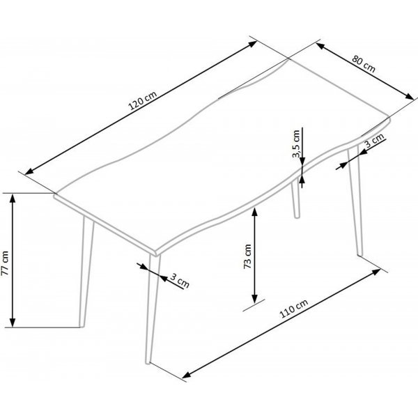 Table  manger Farside 120 cm - Chne/noir