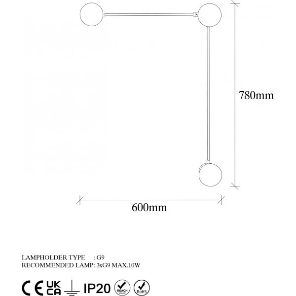 Domino wandlamp 11049 - Vintage