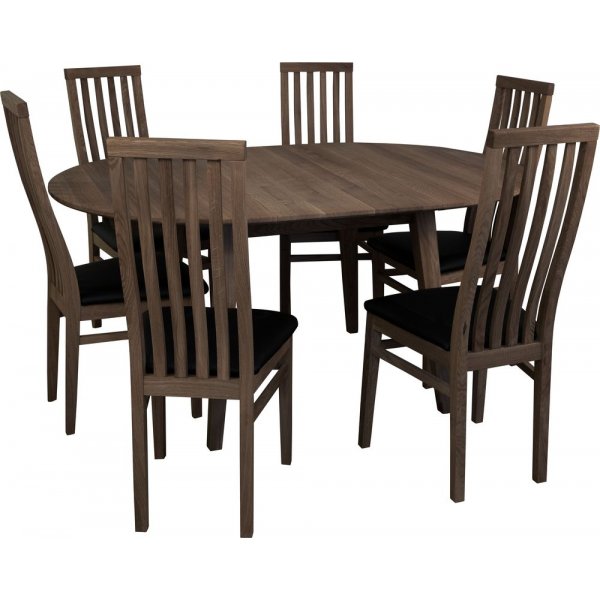 Matbord frlngningsbart 110-160x110 cm brunoljad ek + Mbeltassar