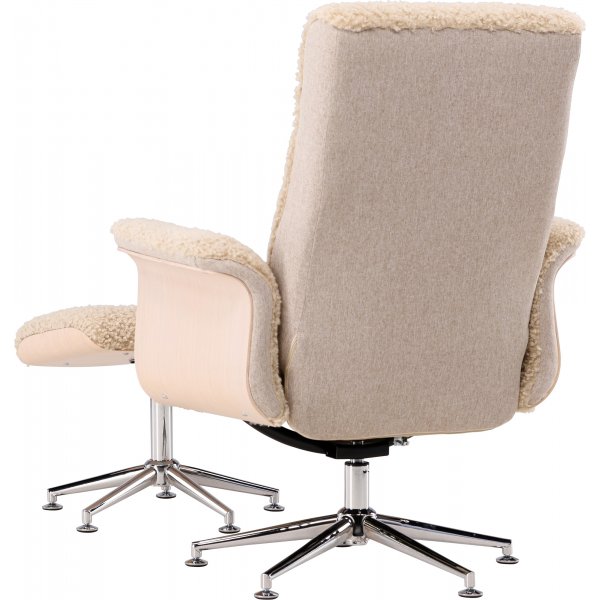 Fåtölj med fotpall - Beige / Whitewash Fåtölj med fotpall - Beige / Whitewash