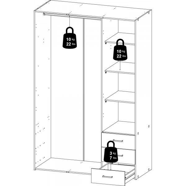 Armoire basse Space avec 3 portes et 3 tiroirs - Blanc Armoire basse Space avec 3 portes et 3 tiroirs - Blanc