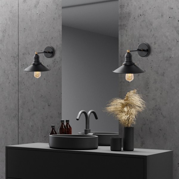 Conische wandlamp 12195 - Zwart