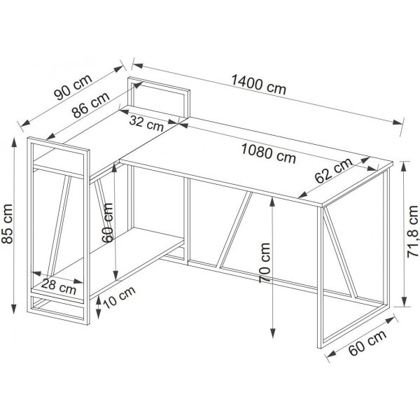Bureau d\\\'angle Lissa 140 x 90 cm - Chêne saphir/blanc Bureau d\\\'angle Lissa 140 x 90 cm - Chêne saphir/blanc