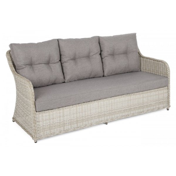 Soffgrupp Bergamo med fåtöljer, pallar & bord - Beige/beige melerad Soffgrupp Bergamo med fåtöljer, pallar & bord - Beige/beige melerad