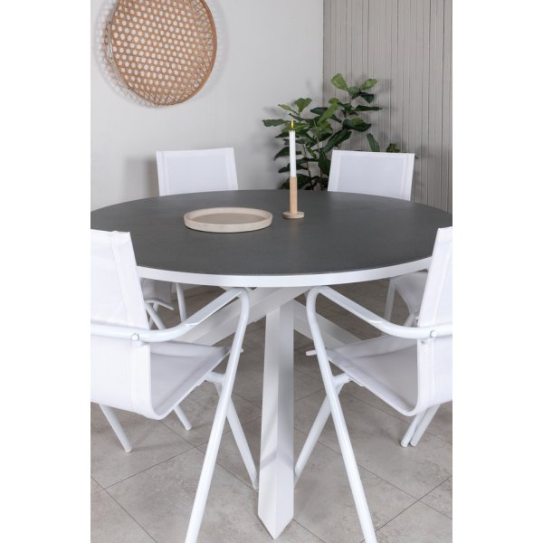 Copacabana utematgrupp med 6 st Alina stolar - Gr/Vit