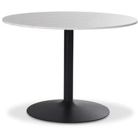 Plaza runt matbord Ø106 cm - Vit marmor/svart fot