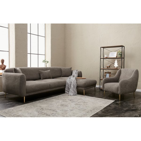 Canapé divan Simena droit - Gris/or Canapé divan Simena droit - Gris/or