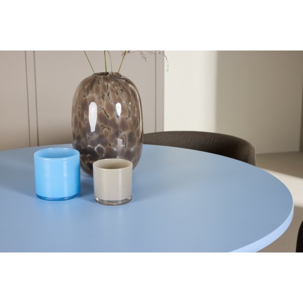 Matbord Bootcut med 4 st Edina stolar - Brun/svart/blå + 3.00 x Möbeltassar Matbord Bootcut med 4 st Edina stolar - Brun/svart/blå + 3.00 x Möbeltassar