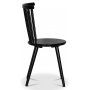 Sintorp matgrupp, runt matbord 115 cm inkl 4 st svarta pinnstolar Castor - Vit marmor (Laminat)