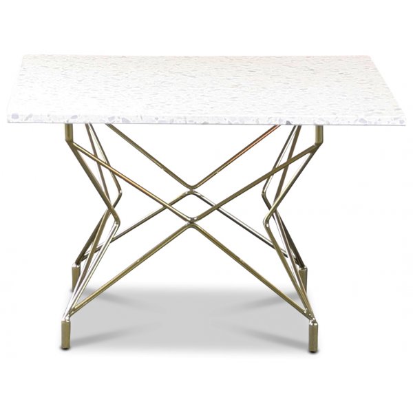Terrazzo soffbord 75x75cm - Bianco Terrazzo & underrede Star mässing Terrazzo soffbord 75x75cm - Bianco Terrazzo & underrede Star mässing