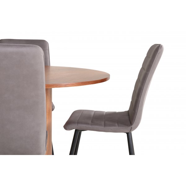 Bianca Matgrupp runt valn�t matbord med 4 st Windu Lyx gr� stolar