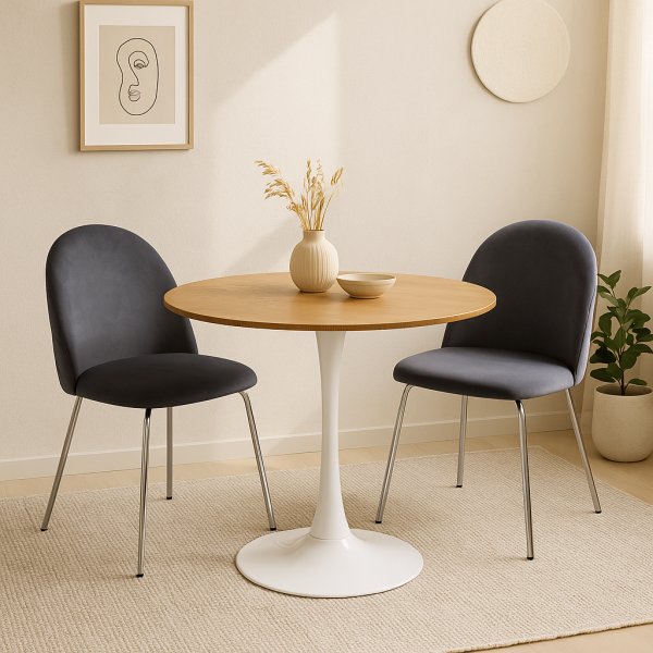 Matbord ek/vit Ø80 cm - Sumner Matbord ek/vit Ø80 cm - Sumner