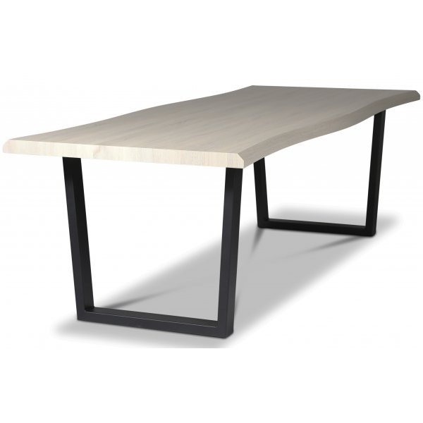 Bretagne matbord 240 cm - Whitewash/svart