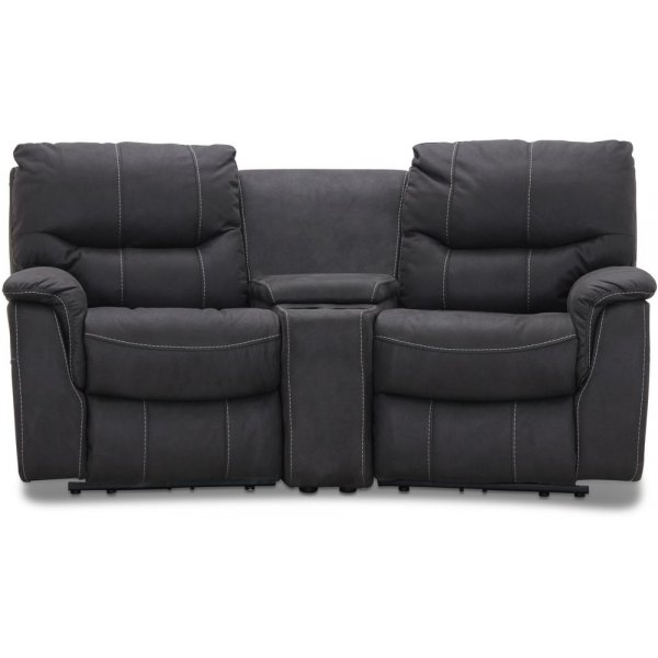 Rom elektrisk 2-sits reclinersoffa - Gr tyg + Textilskydd fr mbler