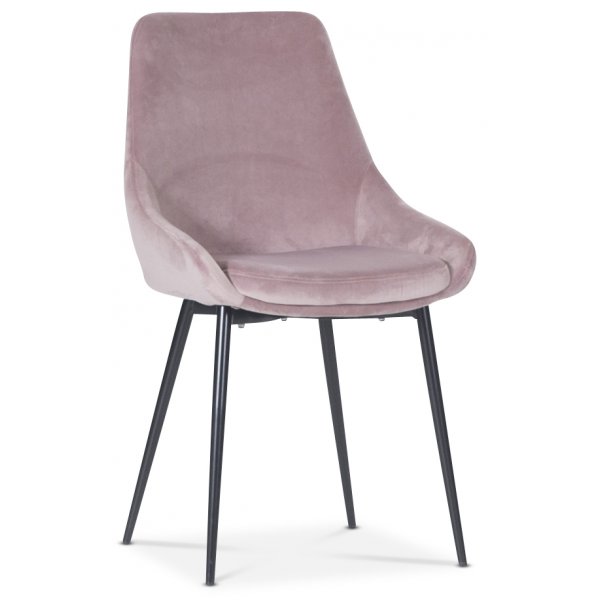 Groupe de salle  manger Plaza, table en marbre avec 4 chaises en velours Tho - Rose/Gris/Noir