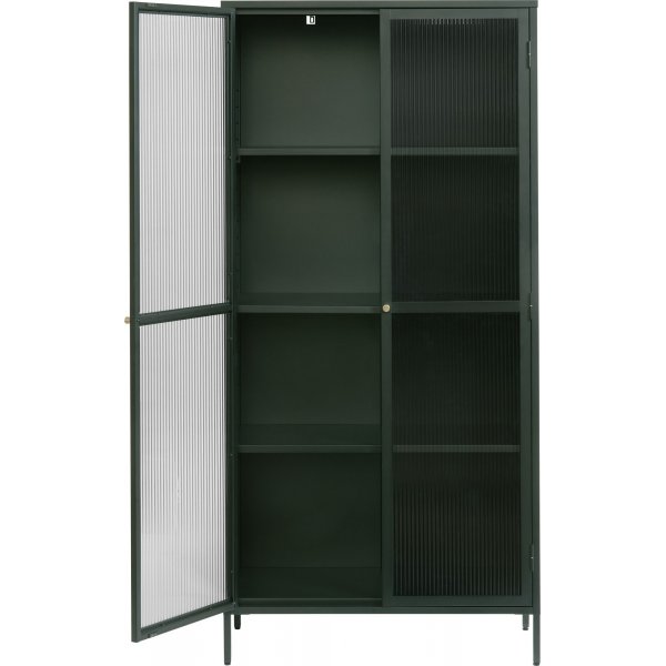 Meuble métal Dobb vert foncé avec portes vitrées H190 cm Meuble métal Dobb vert foncé avec portes vitrées H190 cm