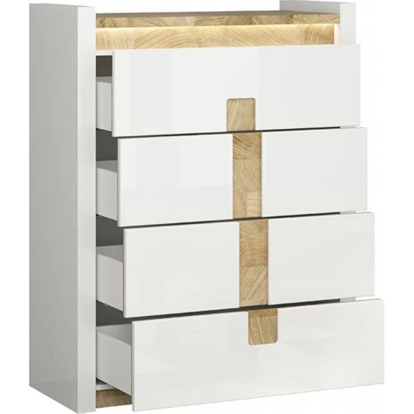 Commode Alameda 97 x 123 cm - Blanc/chêne Commode Alameda 97 x 123 cm - Blanc/chêne