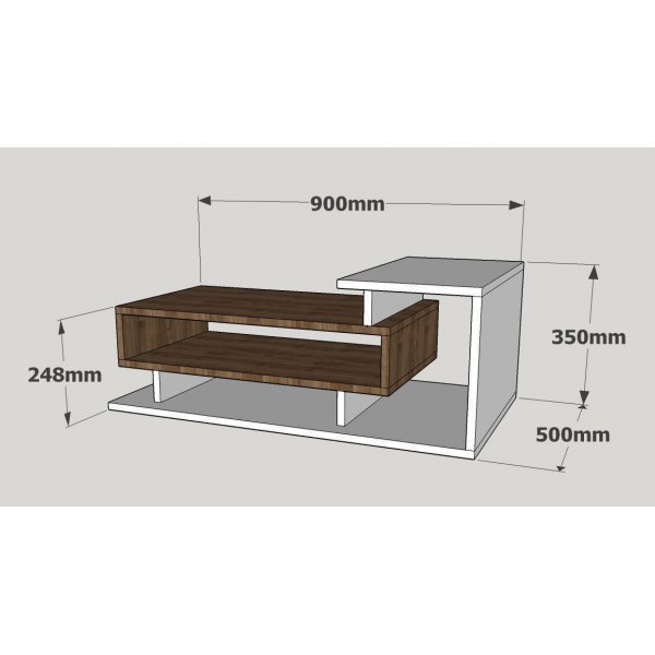 Spring salontafel 90 x 50 cm - Wit/walnoot Spring salontafel 90 x 50 cm - Wit/walnoot