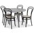 Groupe de repas Rosvik table ronde grise avec 4 chaises No14 avec rotin - Gris / Noir