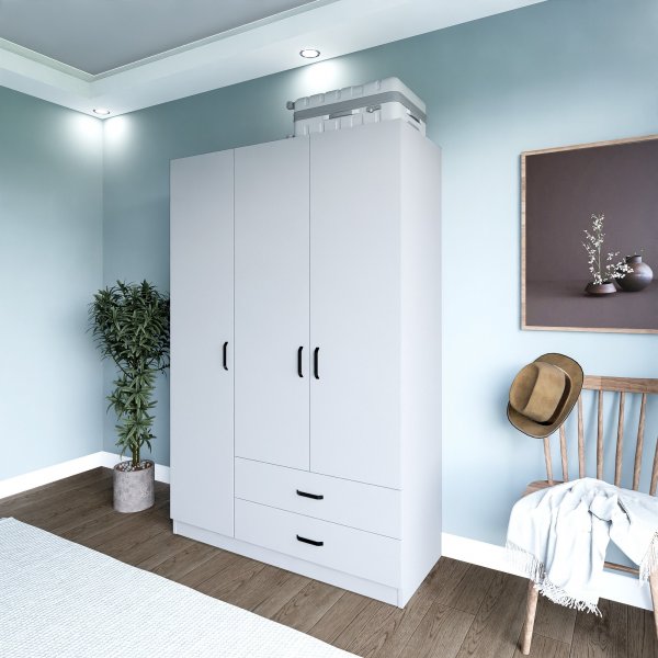Armoire Yaman 120 x 45 x 180 cm Variante A - Blanc mat Armoire Yaman 120 x 45 x 180 cm Variante A - Blanc mat