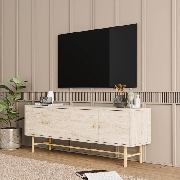 Diamond TV-bänk - Travertin Diamond TV-bänk - Travertin