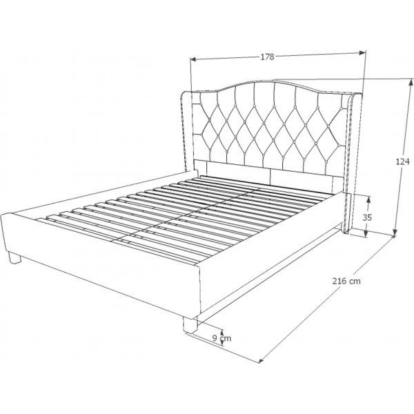 Duncan bedframe 160x200 cm - Rood fluweel