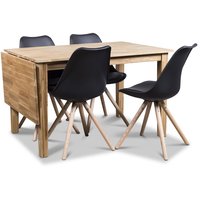 Twister matgrupp, klaffbord Österlen 120 cm ek med 4 st svarta Twist matstolar Twister matgrupp, klaffbord Österlen 120 cm ek med 4 st svarta Twist matstolar