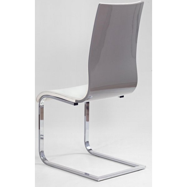 Stol Ronja - Vit/krom/Grå högglans Stol Ronja - Vit/krom/Grå högglans