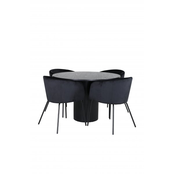 Bianca Matgrupp runt svart matbord med 4 st Berit svart stolar Bianca Matgrupp runt svart matbord med 4 st Berit svart stolar
