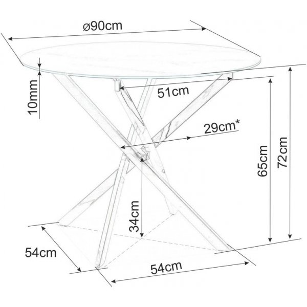 Matbord med glasskiva Ø90 cm guldiga bordsben Matbord med glasskiva Ø90 cm guldiga bordsben