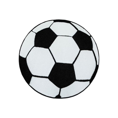 Barnmatta Brigid fotboll - Svart/vit - Rund 120 cm