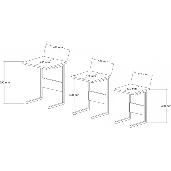 Table Sali 32/36/40 x 32/36/40 cm - Noir/pin