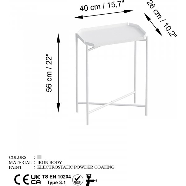 Table basse Vela 40 x 26 cm - Blanc Table basse Vela 40 x 26 cm - Blanc