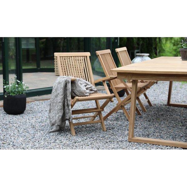 Saltö utematgrupp matbord 240x100 cm med 6 st karmstolar - Teak + Träolja för möbler Saltö utematgrupp matbord 240x100 cm med 6 st karmstolar - Teak + Träolja för möbler