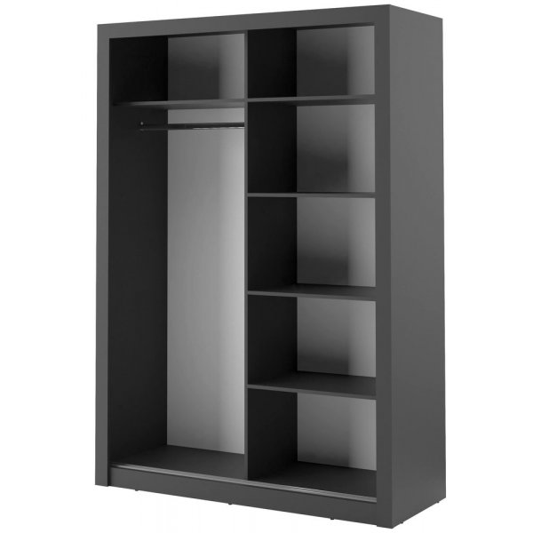 Mervyn kledingkast B150 cm - Zwart / Spiegel Mervyn kledingkast B150 cm - Zwart / Spiegel