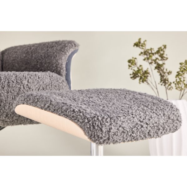 Reclinerfåtölj med fotpall - Grå fårskinnsimitation/whitewash ek + Fläckborttagare för möbler Reclinerfåtölj med fotpall - Grå fårskinnsimitation/whitewash ek + Fläckborttagare för möbler
