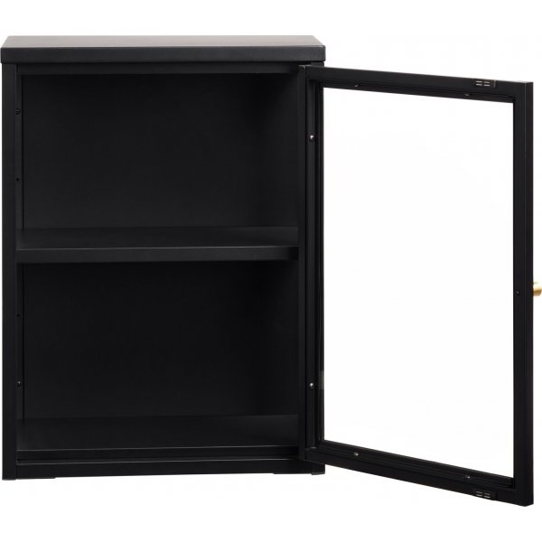 Toddy zwart nachtkastje aan de muur